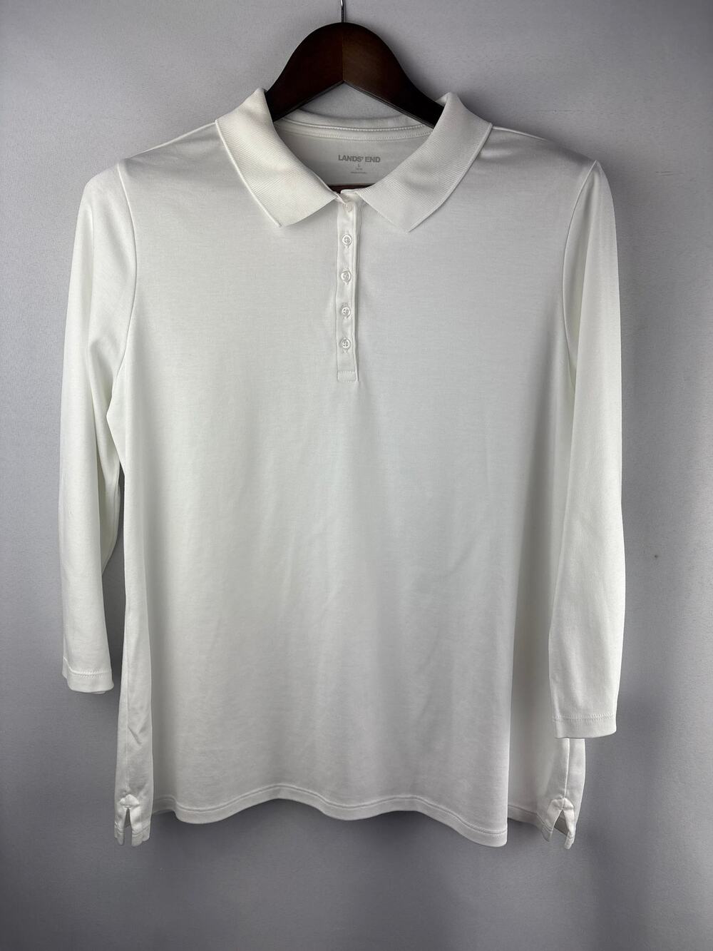 Women’s Lands’ End Large White Half Sleeve Polo Shirt